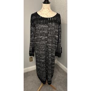 EUC NIC+ZOE Plus Size 2X Tweed Black Cream Sweater Dress Women Cotton Blend